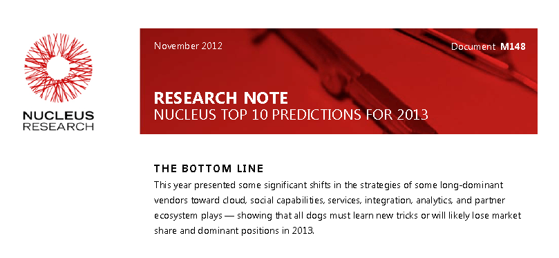 Nucleus predictions 2013